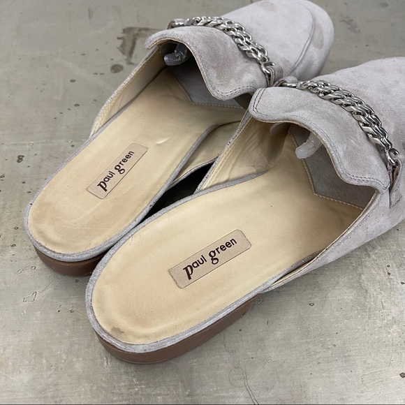 Paul Green Gray Mules with Silver Chain - Picture 2 of 7